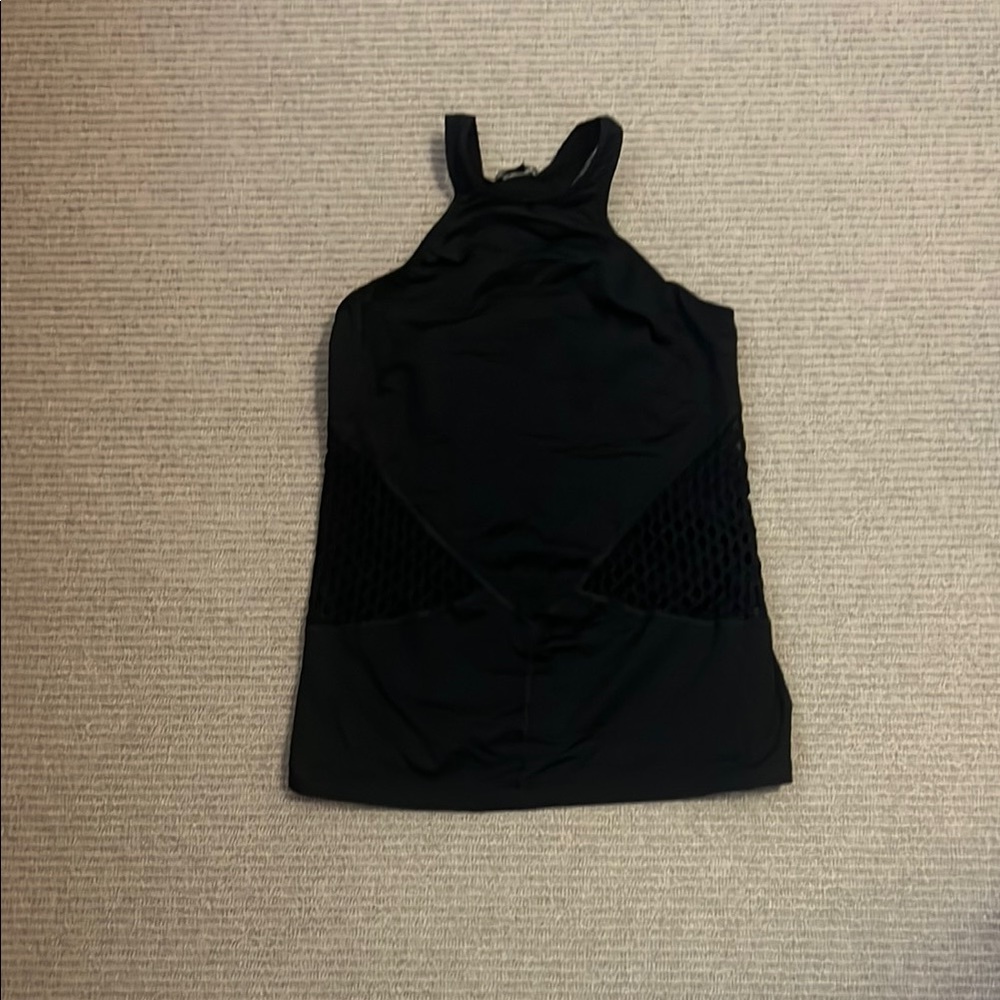 MICHI Black Mesh Panel Athletic Tank Top | Sculpting Fit | Size M